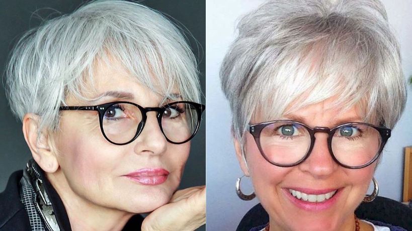 Coupe de cheveux femme 50 ans visage rond avec lunettes