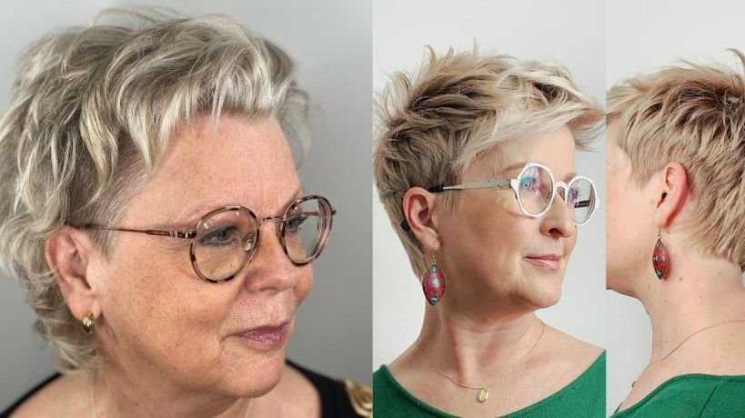 Coupe de cheveux femme 50 ans visage rond avec lunettes